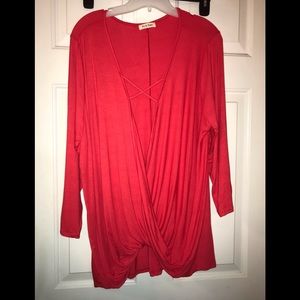 SALE 3/$18 - Fit & Flare Red Long Sleeve Top 3X